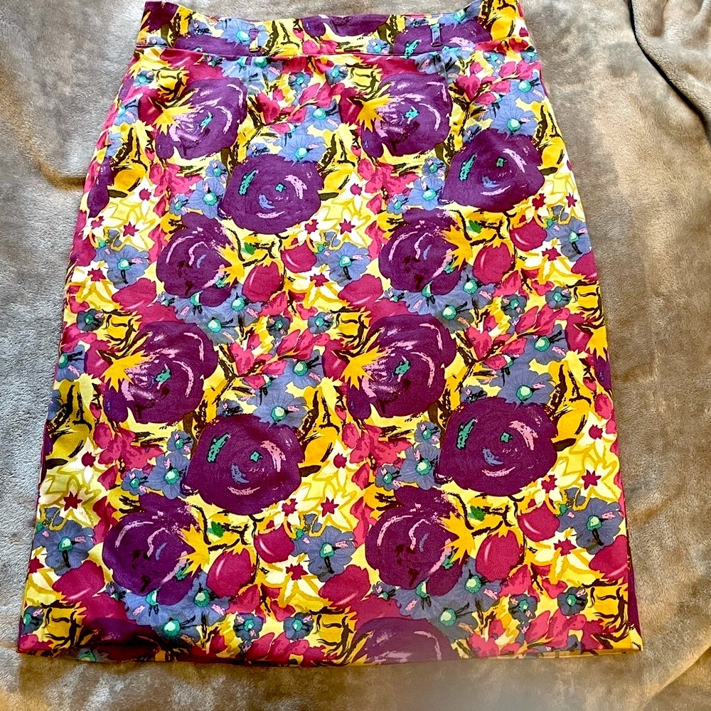 Twelve by Twelve Purple and Yellow Pencil Skirt Resort Wear